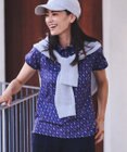 23区GOLF 【WOMEN】【吸水速乾/UVカット】アザミ小紋柄半袖ポロシャツ