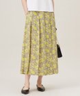 自由区 S 【洗える】リネンライクフラワープリント スカート