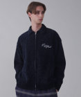WEGO 【ユニセックス着用ITEM】ベロアモールワンポイントZIPカーディガン