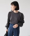 Green Parks 袖チュールマジョリカドッキングニットプルオーバー