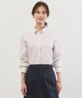 J.PRESS LADIES BEZコットンナイロン ストライプ シャツカラー ブラウス