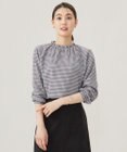 J.PRESS LADIES S 【洗える】ポリエステルヴィスコースブロックチェック フリルネック ブラウス