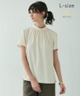BEIGE， 【L-size】EVA / ハイネックハーフスリーブブラウス