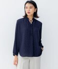 23区 L 【洗える】バックサテンアムンゼン ドットプリント リボン付き スキッパー ブラウス