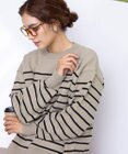 Tiaclasse 【洗える】ボーダー柄スポンジニットトップス