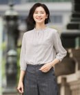 J.PRESS LADIES L チェックプリント スリットフリルネック カットソー