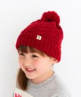 MIKI HOUSE HOT BISCUITS 【46-56cm】 ぼん天付きケーブル編みニット帽子