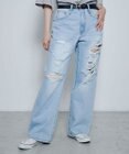 WEGO ダメージデニムワイドパンツ