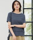 自由区 L 【接触冷感・UVカット・洗える】クレープストレッチボーダー ニット