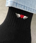 WEGO モチーフ刺繍アンクル底パイルソックス
