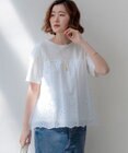 23区 カットワークエンブロイダリー スカラップヘム トップス