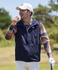 23区GOLF 【MEN】【撥水・ストレッチ】ライトフード ベスト 軽くて蒸れにくい 急な小雨も怖くない