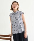 YECCA VECCA ストライプ柄フラワー刺繍シャツ