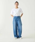 caqu FS linen wide boy`s コットンリネンワイドストレートデニム