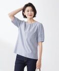 J.PRESS LADIES 【洗える】BEZ空羽ストライプ クルーネック ブラウス