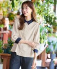 Tiaclasse 【洗える】配色パフスリーブシャツブラウス