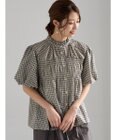 Te chichi スタンドフリル5分袖シャーリングブラウス