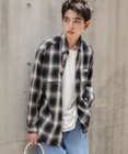 WEGO オンブレチェックグラフィックシャツ（LS）