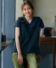 23区 L 【一部店舗限定/洗える】ハイカウントウェザーストレッチ フリル ブラウス