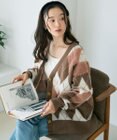 earth music&ecology ループ編みアーガイルカーディガン