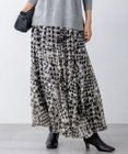 【洗える】ハウンドトゥースアートプリント ギャザー スカート