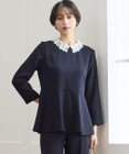 【セットアップ対応/洗える】トリアセダブルジョーゼット 2WAYレース襟 ペプラムブラウス