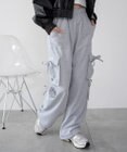WEGO 【ウエストゴム】リボンカーゴスウェットパンツ