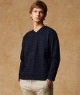 JOSEPH ABBOUD 【オーガニックコットン使用・日本素材・日本縫製】 オーガニックヘリンボ-ンリンクス Vネック Tシャツ