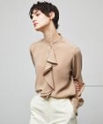 BEIGE， 【洗える】STOW / バンドカラーフリルブラウス