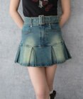 WEGO ベルト付デニムプリーツスカパン