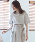 23区 【SLOW/洗える】リネンコットン 半袖クロップドシャツ