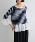 Green Parks 異素材ボーダーペプラムカットソー