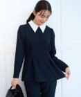 組曲 【KUMIKYOKU NAVY】コンフォータブルドレープ 襟付きブラウス