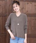 Tiaclasse L 【洗える】Vネック起毛ニットトップス