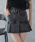 WEGO ベルト付デニムプリーツスカパン