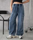 WEGO 【XS～Mサイズ展開/ウエストゴム 】デニムイージーパラシュートカーゴパンツ