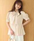 Feroux 【洗える】ペプラム ボウタイブラウス