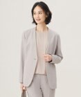 自由区 【セットアップ対応・洗える】ウールブレンドセットアップノーカラー ジャケット