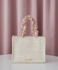 Maison de FLEUR LINTONツイードスクエアフリルトートバッグ