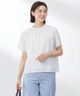 J.PRESS LADIES S 【洗える】シアーストライプ＆チェック ブラウスライク カットソー
