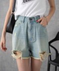 WEGO ダメージデニムショートパンツ