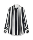 JOSEPH ストライプクレープ　ノーカラーシャツ