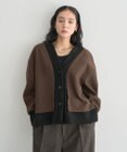 YECCA VECCA ニット切替メルトンVネックカーディガン