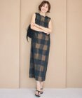 自由区 【再入荷・昨年ご好評・軽い・美シルエットAライン】ブロンズチェックジャガード ワンピース