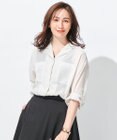 自由区 【洗える/シワになりにくい】オープンカラー シアーブラウス