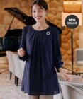 Tiaclasse L 【新色追加・洗える】裏起毛ジョーゼット胸元タックチュニックブラウス