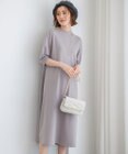 23区 L 【洗える】ヴィスコースストレッチ パフスリーブ ニットワンピース