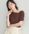 earth music&ecology アシメネックリブニットプルオーバー