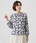 J.PRESS LADIES 【洗える】スパンフラワープリント  ボートネック ブラウス