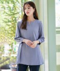 Tiaclasse 【洗える】キーネックバックフレアチュニックブラウス